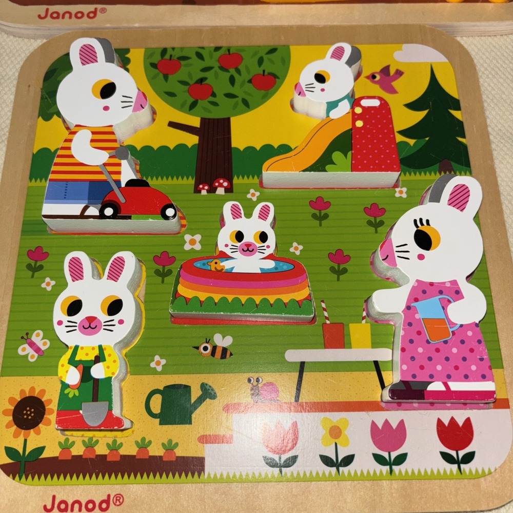 Janod Wood Construction Site And Bunny, Wood Puzzles, All Pieces Available 3439 - Picture 2 of 7